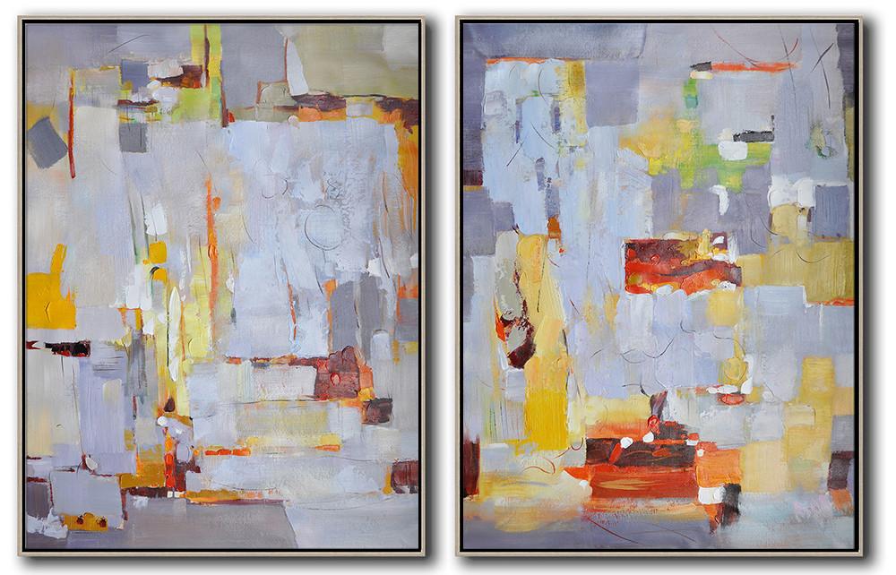 Hand-painted Set of 2 Contemporary Art on canvas - Original Paintings Extra Large
